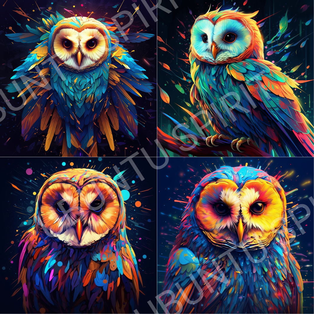 Vibrant Owl Coasters