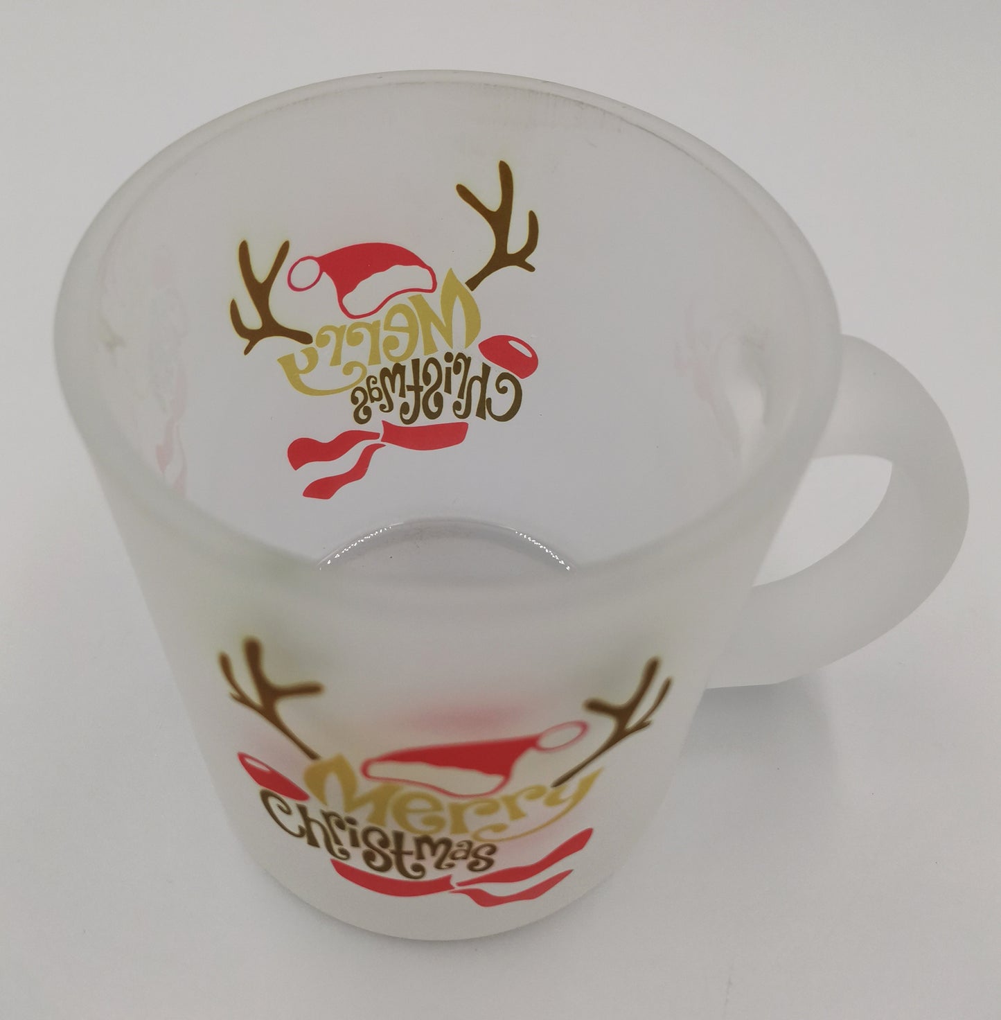 Reindeer Face Glass Mug