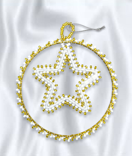 African Beaded Christmas Circle Star Tree Decorations