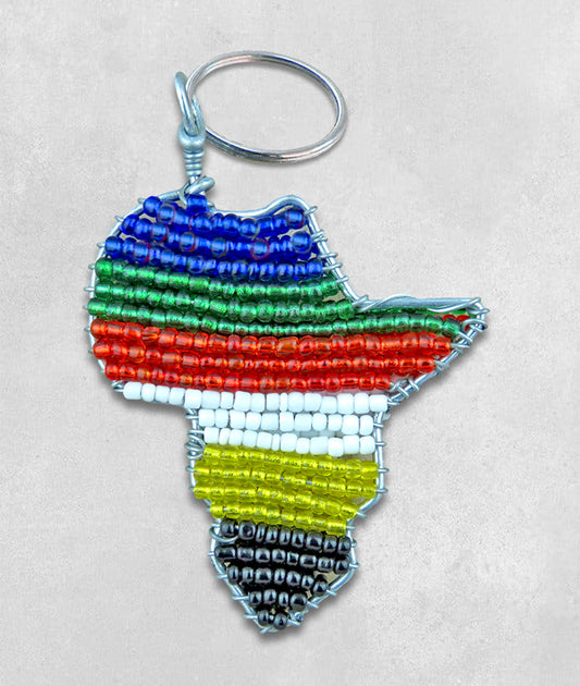 Africa Map Beaded SA Flag Keyring