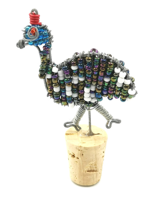 African Beaded Guinea Fowl Wine Stopper