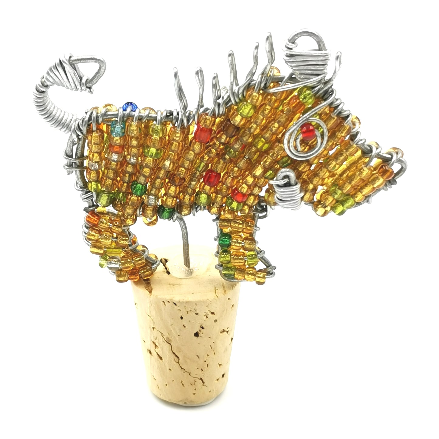 African Beaded Warthog Wine Stopper